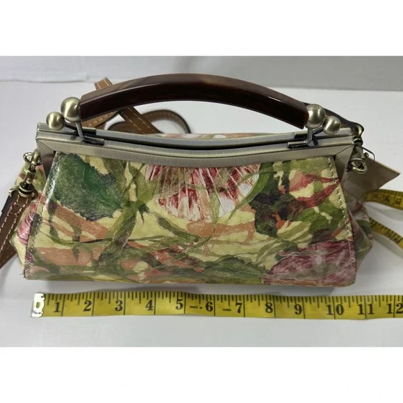 NWT Patricia Nash Kelmscott Frame Bag Leather Satchel Crossbody Seashells Floral - Picture 9 of 13